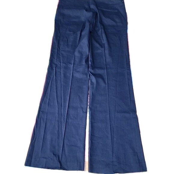 Theory Midnight Blue Linen Blend Tailored Straight Leg Sz 12 Tall Trouser Pants - Picture 2 of 8
